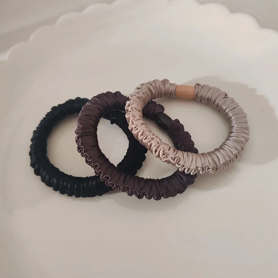 3PC High-level Ice Silk Soft Fabric High Elasticity Hair Ties Rope Accessories for Women Girls Ponytail Holder Korean