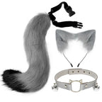 FluffyAnime Animal Fur Fox Tail Cat Paws Gloves and Ears Headwear Face Mask Cosplay Costume  Set Halloween Party Accessorie