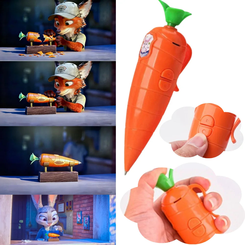 Judy & Nick Carrot Voice Recorder Electronic Sound Toy Can Write Graffiti Ballpoint Pen Novelty Voice Recorder Pen Gift