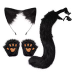 FluffyAnime Animal Fur Fox Tail Cat Paws Gloves and Ears Headwear Face Mask Cosplay Costume  Set Halloween Party Accessorie