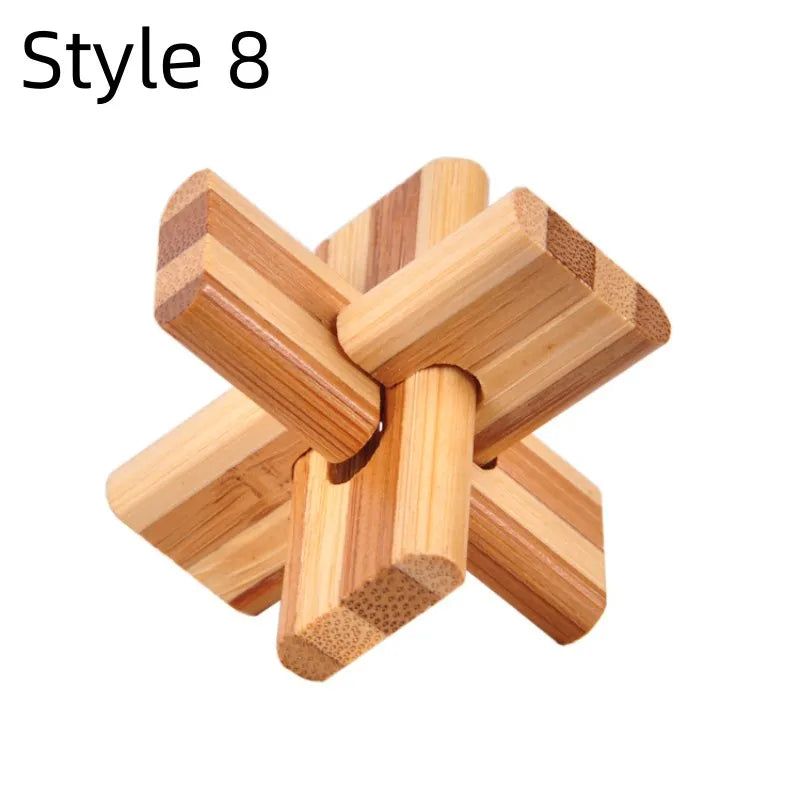 Wooden Kong Ming Lock IQ Brain Teaser Puzzle Toy