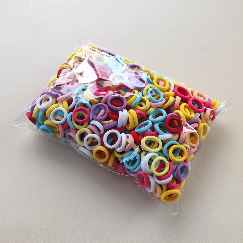 100/300/500Pcs Hair Bands for Children Colorful Nylon Scrunchie Hair Ties Rubber Band Kids Elastic Leagues Girl Hair Accessories