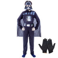 Boys Classic Movie Mask Costume Printed Cartoon Darth Vader Cape Armor Onesie Halloween Kids Fantasy Cosplay Costume