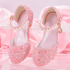 Girls Princess Party Heels Shiny Star Dress Shoes for Kids