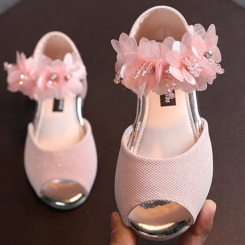 Girls Rhinestone Flower Shoes Princess Dress Pumps for Kids
