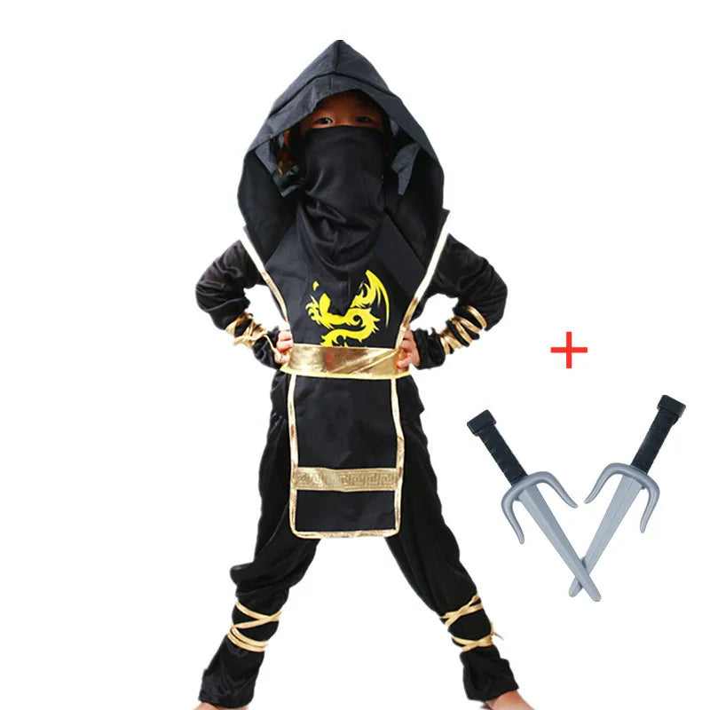Ninja Costume Boy Halloween Kids Costume Boy Ninja Muscle Costume with Ninja Foam Accessories Best Children Gift