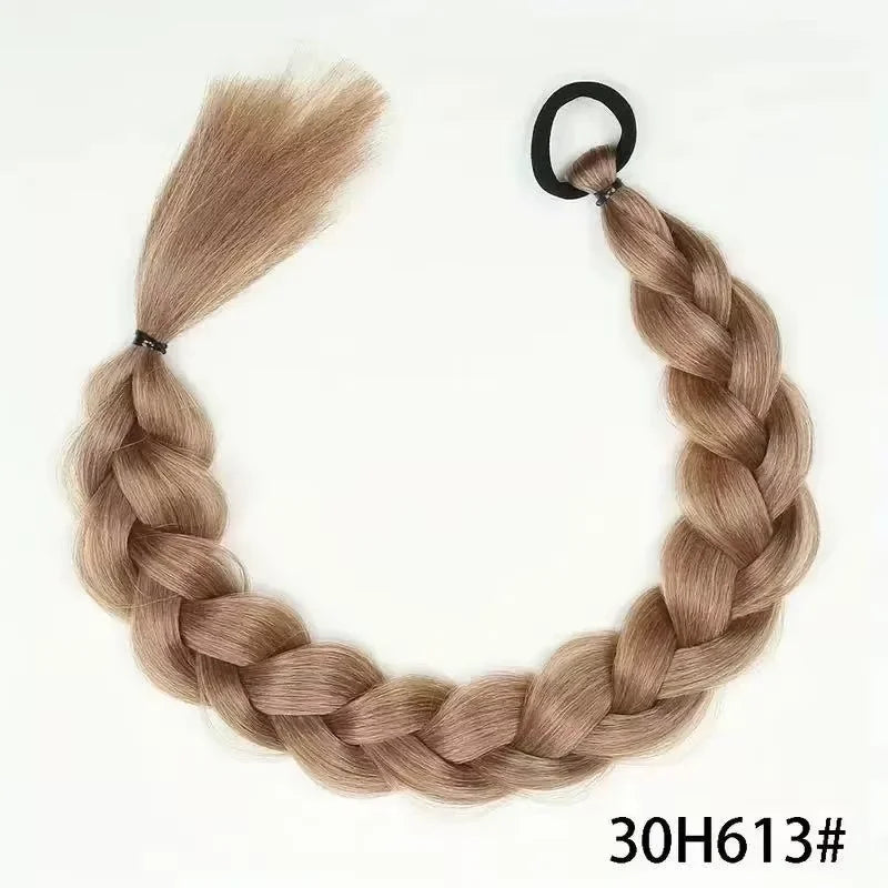 24 Inch Synthetic Long Braided Ponytail Hair Extensions for Women With Elastic Band  Hair Accessories