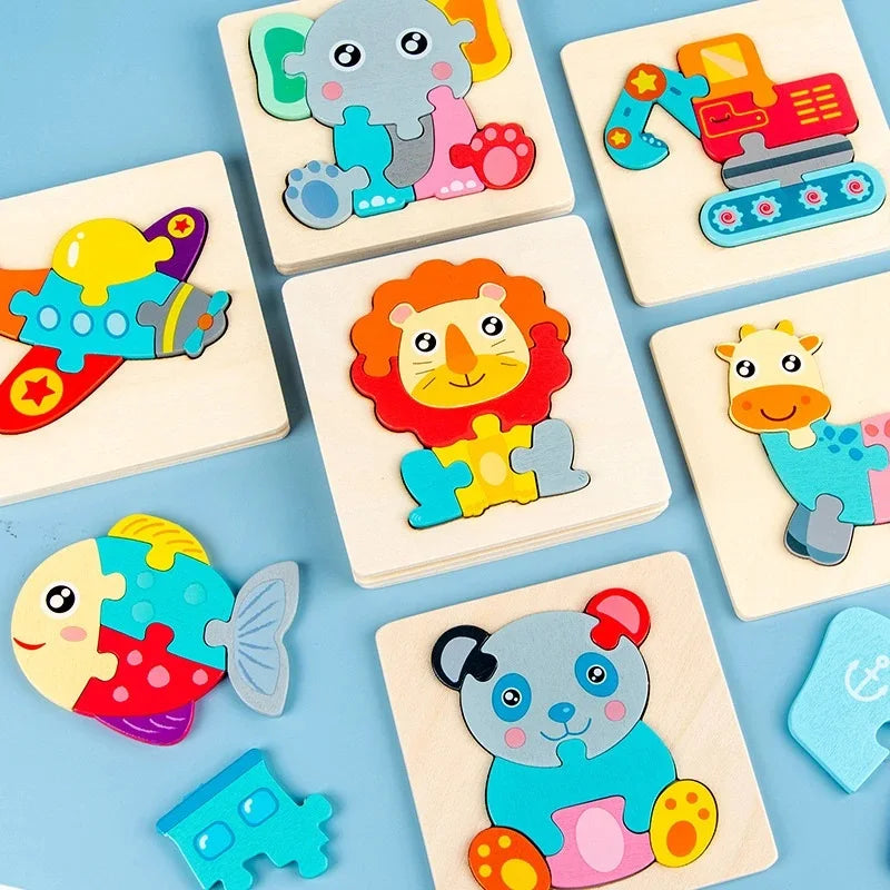 Wooden Montessori Animal Puzzle Colorful Educational Toy for Kids