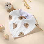 New Cotton Baby Bib Soft Waterproof Triangle Saliva Towel Adjustable Button Print Infant Boy Girl Feeding Burp Cloth Cute Bibs