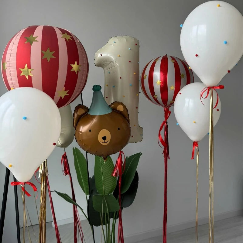 63pcs Unicorn Theme Balloon Set Cream White Number 1-9 Balloons for Birthday Party Room Decoration Balloon Supplies