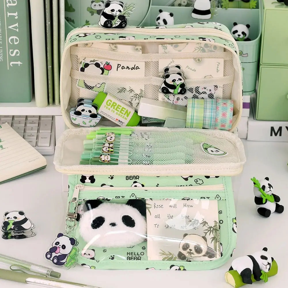 Multi Functional Capybara/Panda Pen Bag Large Capacity Nine-Layer Pencil Case Dirt-proof Stationery Bag School Office