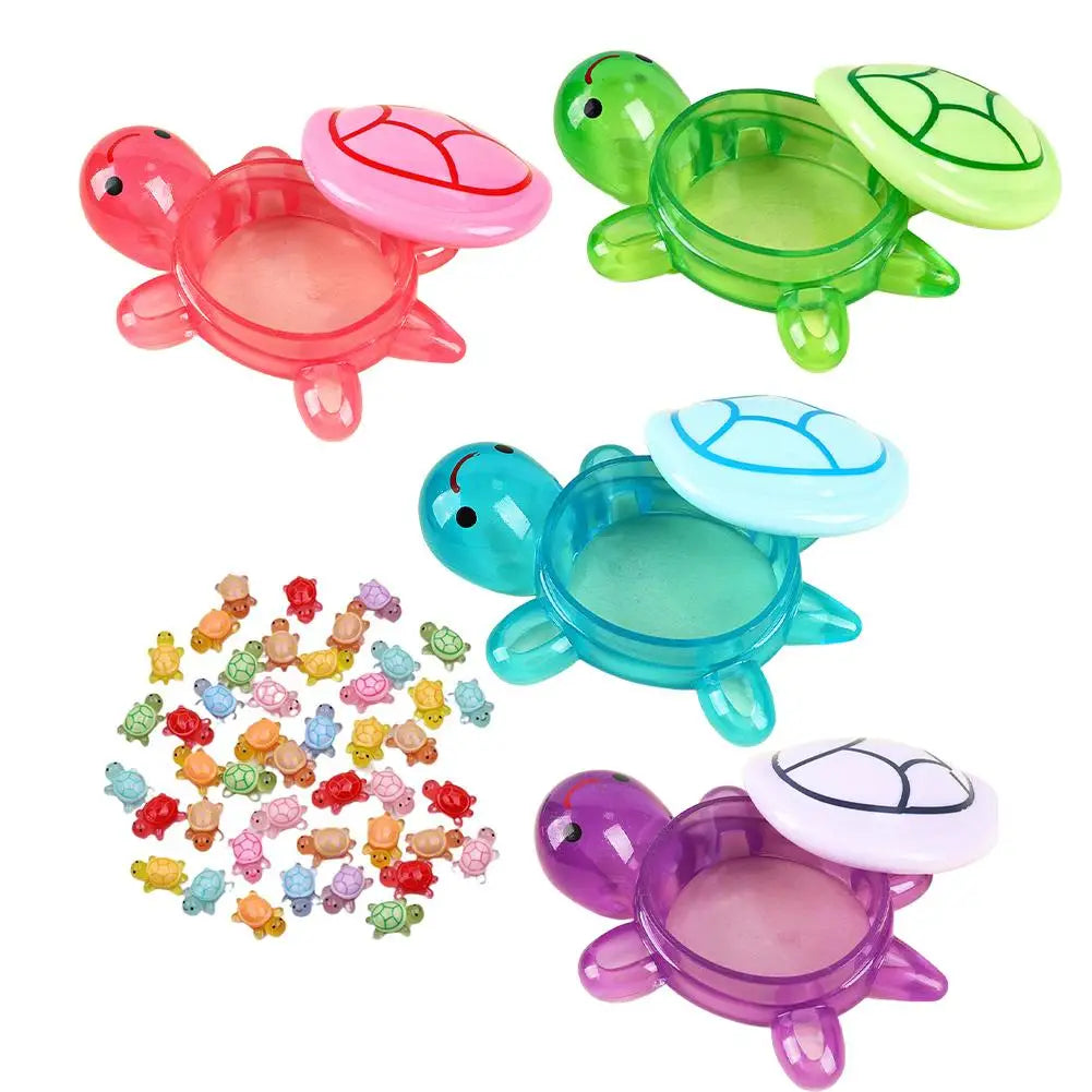 1PC Night Glow Large Turtle+100pcs Mini Luminous Turtles Figurines Resin Craft Glowing Turtle Storage Ornament Landscape Desktop