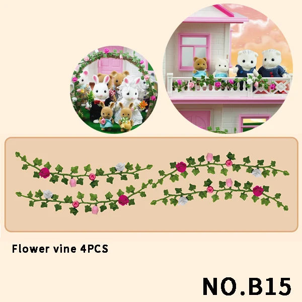 Forest Animal 1/12 Dollhouse Furniture Bedroom Kitchen Bathroom Set Miniature Simulation Dolls Accessories DIY Toys Girls