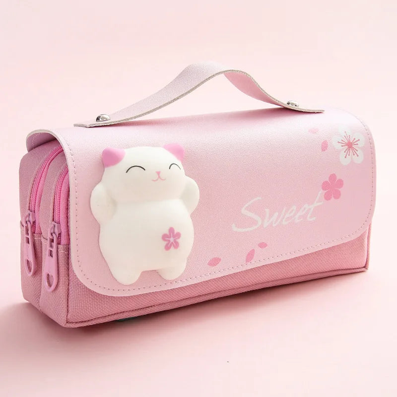 Cute Decompression Pencil Case Large Capacity Storage Bag Back to School Supplies Kawaii Korean Stationery Pen Cases