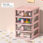 Clear Stacking Drawer Organizer - Multi-Tier PP Storage Box for Office/Beauty Products, Modular Desktop System (2-5 Layers)