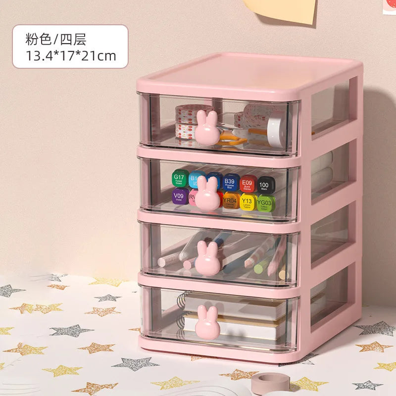 Clear Stacking Drawer Organizer - Multi-Tier PP Storage Box for Office/Beauty Products, Modular Desktop System (2-5 Layers)