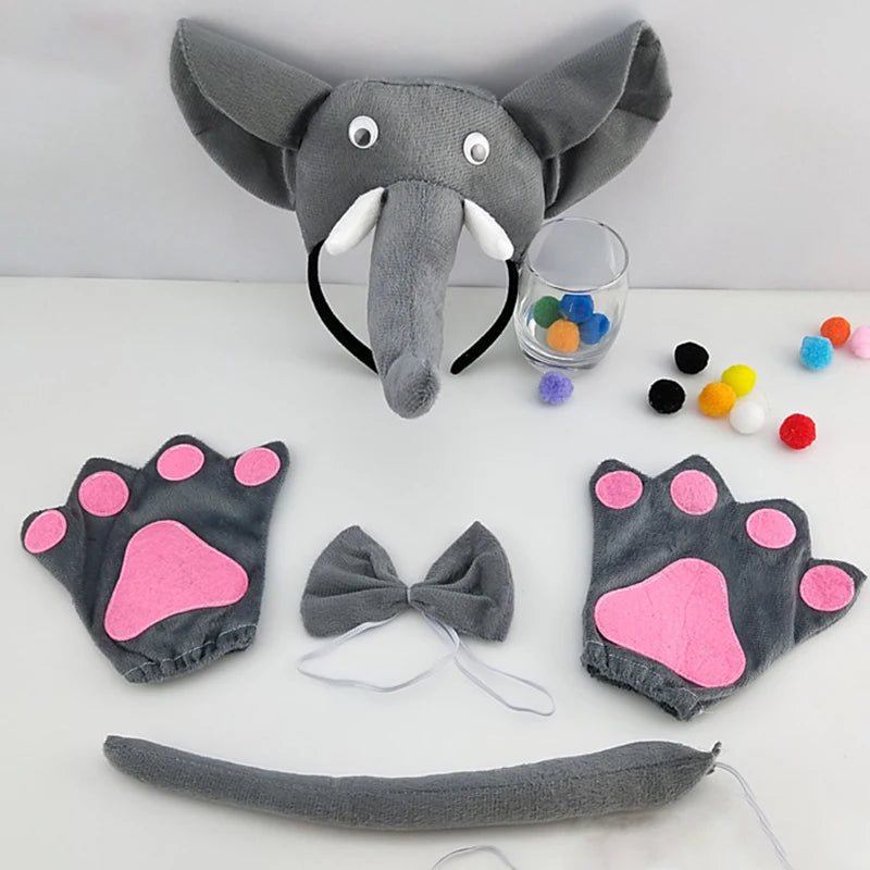 Animal Performance Elephant Hair Accessories Cosplay Halloween Party Decorative Headband Forest Style Xmas Elephant Headpiece