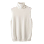 Women 100% Merino Wool Sleeveless Pullovers Turtleneck Sweater Waistcoat Wool Knitwear Spring Autumn Winter Fashion Vest Tops