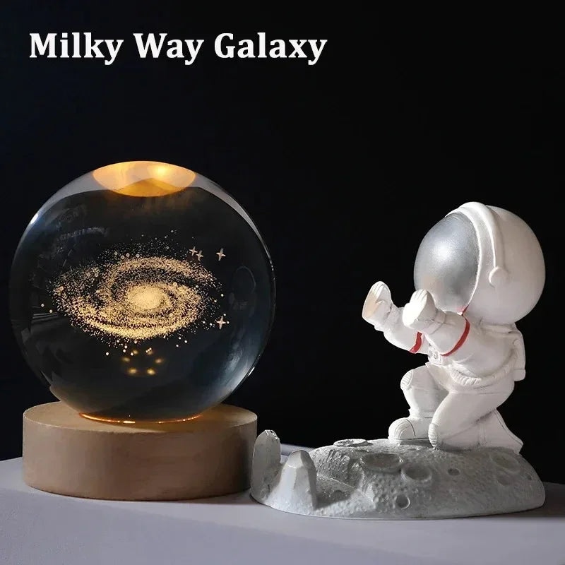 GGbingo 6cm Crystal Ball Decoration Astronomy Solar System Planets Moon Astronaut LED Balls Home Snow Glass Globe Decorations