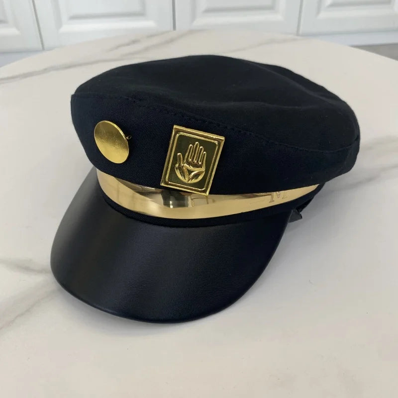 JoJo's Bizarre Adventure Kujo Jotaro Cosplay Cap Unisex Adult Metal Badge Hat Prop