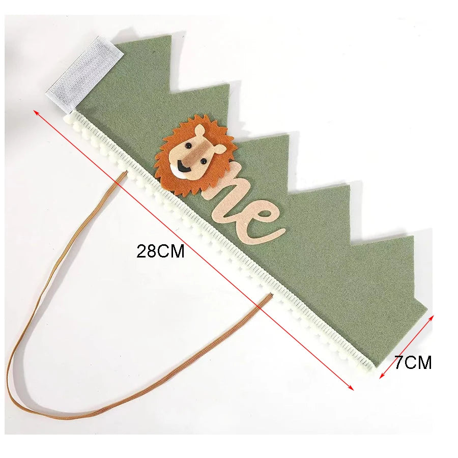 1Pc,Jungle Safari 1st Birthday Crown - Lion First Birthday Hat, Wild One Birthday Decoration, Safari 1st Birthday Decor