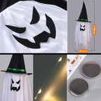 LED Flying Witch Hats Halloween Decorations Hanging Ghost Lights Glowing Wizard Lamp for Bar Party Dress Up