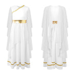 Girls Athena Costume Greek Princess Dress Ancient Greece Roman Toga with Laurel Headwear Halloween Carnival Cosplay Outfits Sets