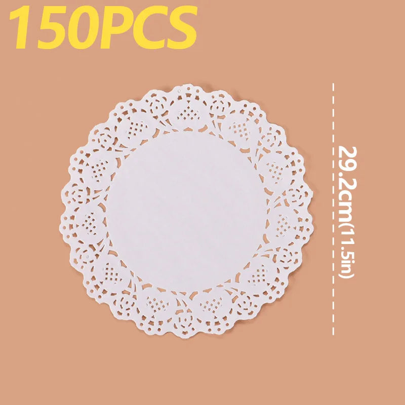150Pcs Kitchen Fried Food Special Flower Bottom Paper Oil-absorbing Paper Baking Cake Pizza Snack Round Household Lace Paper Pad
