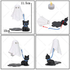Cute Ghost LED Night Light with Dog Figure - Spooky Desk Lamp, Halloween Decor, Warm Light for Bedroom