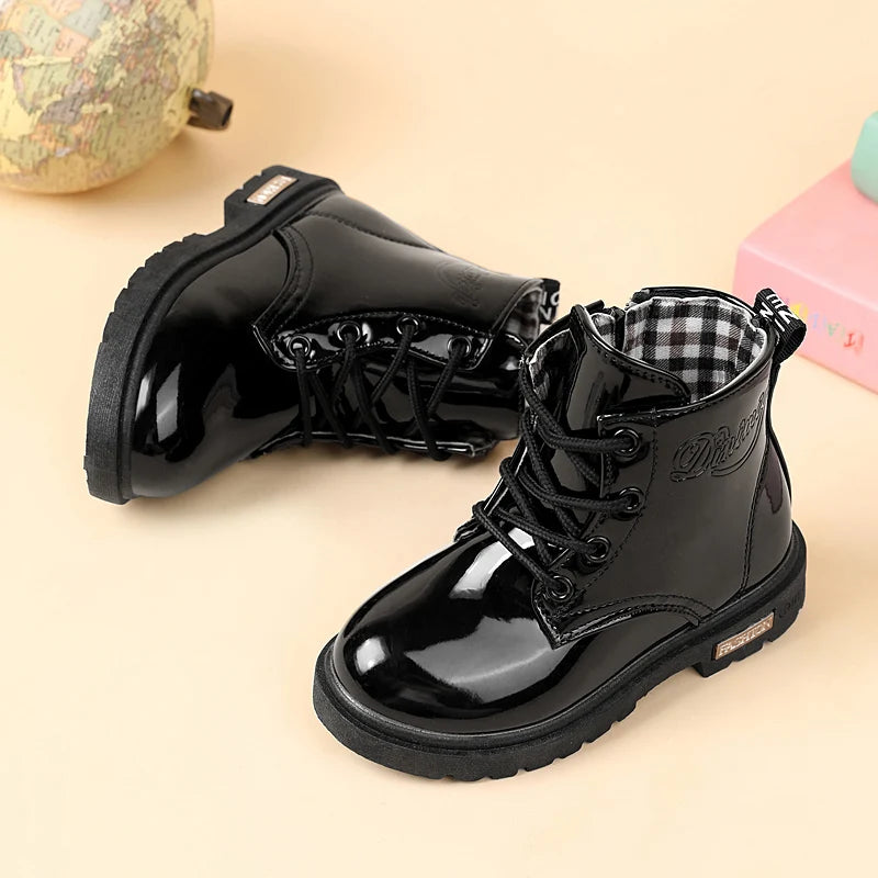 Kids Waterproof Snow Boots Plush Winter Shoes for Boys Girls