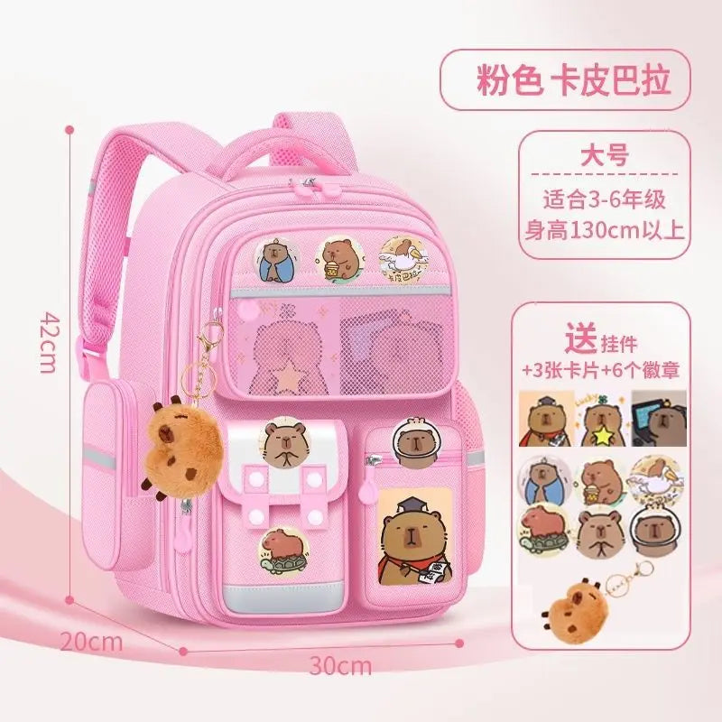Capybara Children School Bags For Boys Girls Kids Alleviate Burden Protecting Spine Widen Straps School Backpack School Book Bag