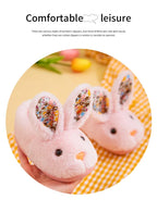 Children Indoor Slippers Winter Warm Cotton Shoes Kids Home Floor Slippers Cartoon Rabbit Anti-slip Boys Girls Plush Footwear