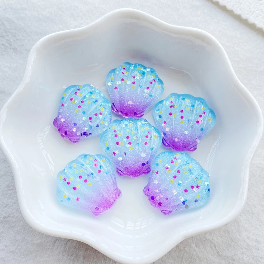 20Pcs Cute Resin Cartoon Shell, Starfish, small fish, seahorse, for Scrapbooking, Wedding Decor & DIY Jewelry Making Accessories