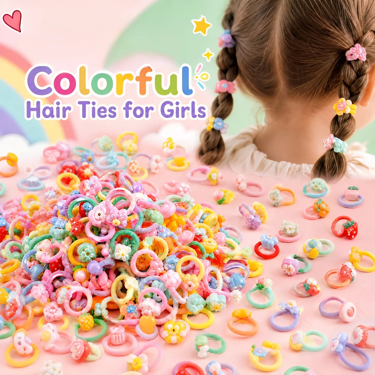 30Pcs Soft Elastic Hair Ties Elastic Bands With Fun Animal Fruit Patterns Perfect For Kids Daily Hair Care