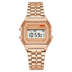 Rose Gold Digital Sports Watch – Retro Electronic Wristwatch