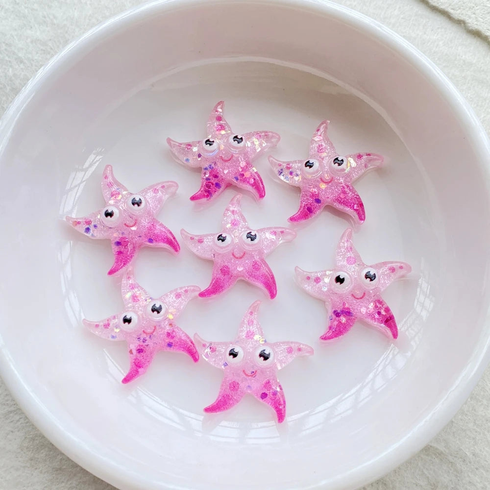 20Pcs Cute Resin Cartoon Shell, Starfish, small fish, seahorse, for Scrapbooking, Wedding Decor & DIY Jewelry Making Accessories