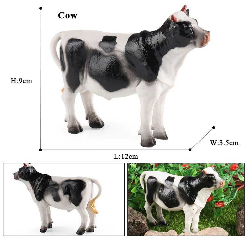 Oenux Farm Model Simulation Goose Duck Pig Hen Cow Horse Sheep Action Figures Poultry Animals Figurine Miniature Cute Kids Toy