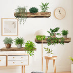 Green Plant Wall Sticker Waterproof Vinyl Wall Decal with Potted Plants for Bedroom, Living Room, Kitchen, Entryway Home Decor