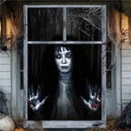 Scary Halloween Curtain Window Banner Horror Hanging Cloth Family Party Decoration Witch Zombie Ghosts Super Terrifying Backdrop