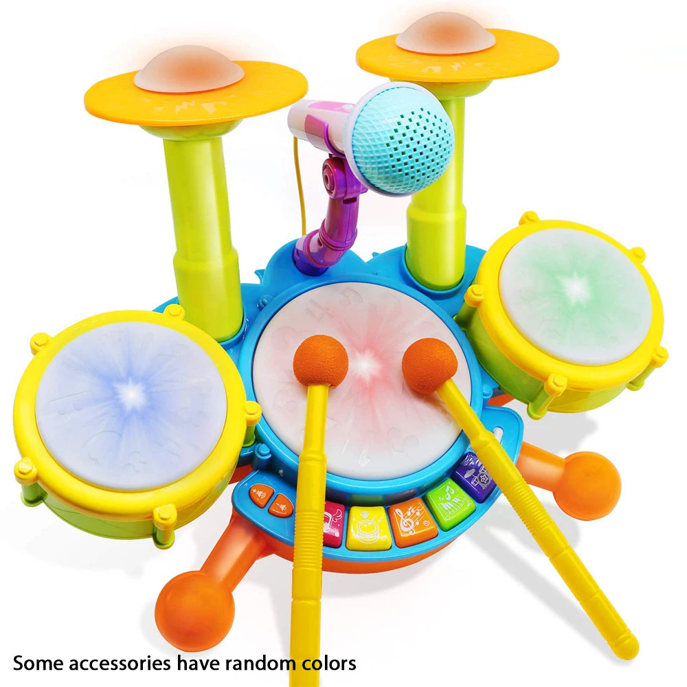 Kids Electric Drum Kit Toy – Musical Learning Instrument with Mic