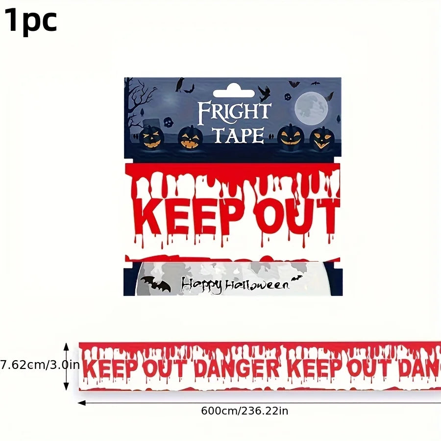 1/2pcs Halloween Warning Caution Tape Skull Crossbones Haunted House Barrier Tape Party Decoration Horror Scene Prop Pendant