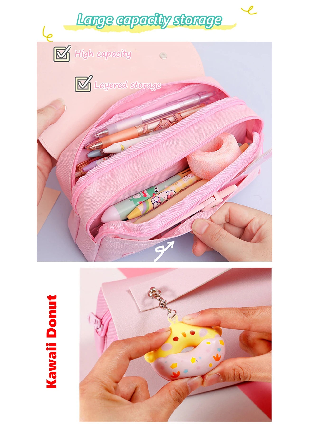 Cute Decompression Pencil Case Large Capacity Storage Bag Back to School Supplies Kawaii Korean Stationery Pen Cases