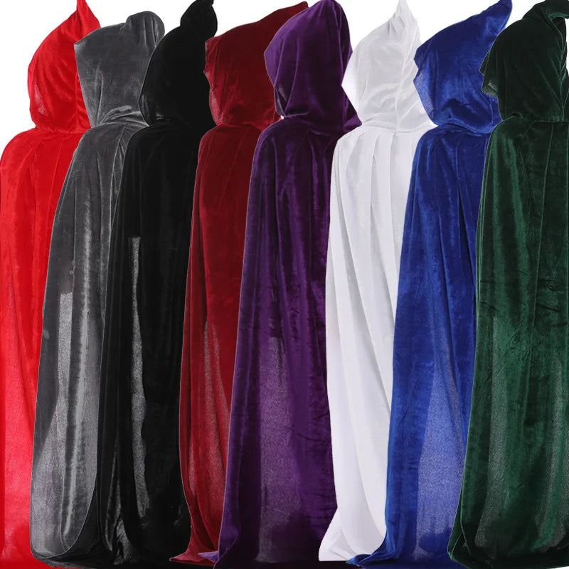 Halloween Adult Kids Witch Cloak Cape Hooded Cosplay Costume Death Cloak Carnival Party Halloween Long Cape 8 Colors