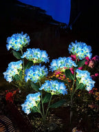 1PC Solar Hydrangea Lights With 3 Heads,LED Artificial Flower Lights,Used For Outdoor Yard, Garden,Lawn,Fence,Pathway Decoration