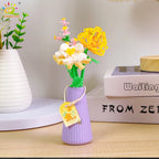 HUIQIBAO MOC Flower with pot Micro Building Block Sunflower Mini Model Bricks set Flowers Toys for Adults home Desk Decoration