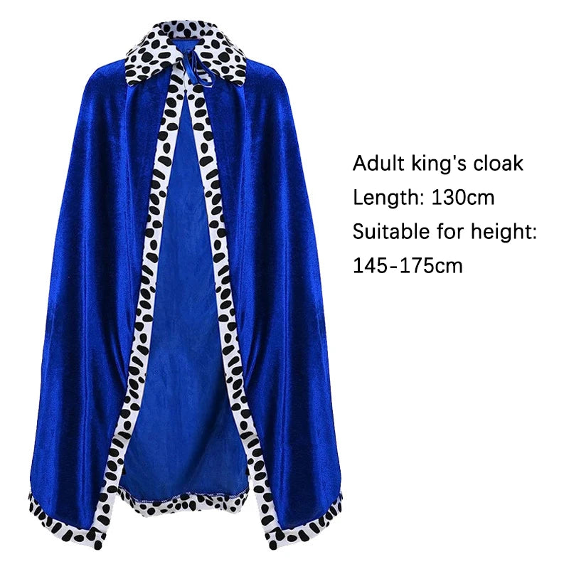 Adult Kids Cape King Prince Cosplay Costume Crown Shawl Parent-child Activity Party Performance Costume Halloween Cloak