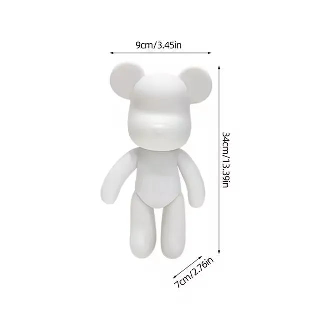 New DIY Paint Fluid Animal Bear Rabbit Lucky Dragon White Hand Painted Home Decoration Doll Toy Statue Deposit Can Handmade Gift