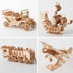 DIY 3D Wooden Puzzle for Assembly Puzzle Laser Cutting Sailing Ship Biplane Steam Locomotive Train Toy DIY Kit for