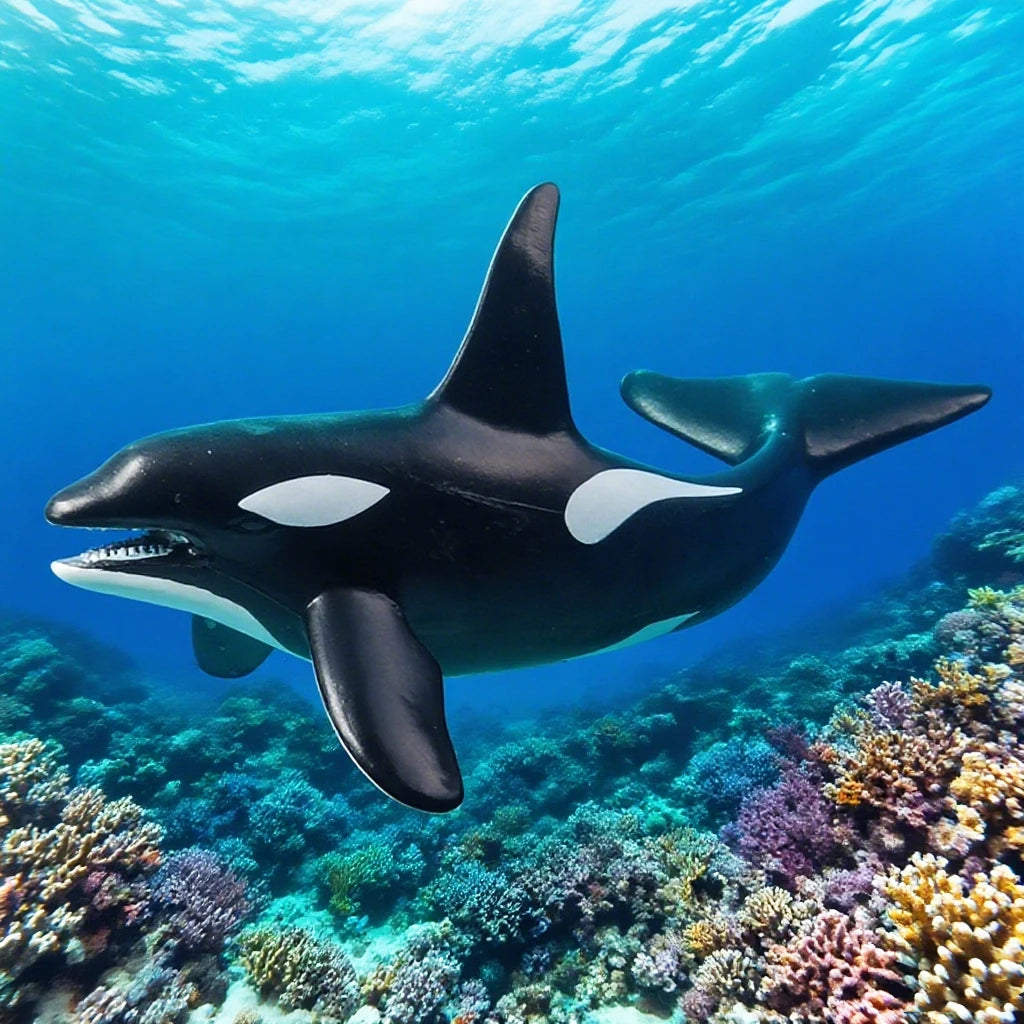 Oenux Ocean Life Animals Whale Dolphin Basking Shark Narwhal Tropical Fish Model Action Figures PVC Education Toy Kids Gift
