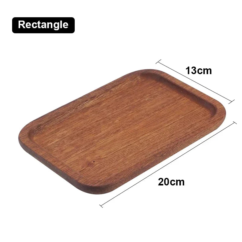 Cross-border Spot Japanese Solid Wooden Tray Meal Inventory Heart Plate Rectangular Walnut Color Dessert Fruit Plate Fruit Dish